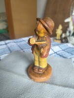 Antik stílusú hegedülős kisfiú kerámia figura (Hummel jellegű)