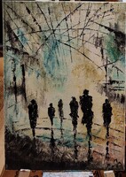 Átmenet – kortárs figuratív-absztrakt akrilfestmény, 33×46 cm Eredeti, egyedi kézzel készült