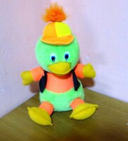 Vintage Retro Green Plush Duck in Hat, 24 cm, Stable Sitting, from the 1990s