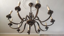 Neobarokk chippendale stílusú, 10 karú bronz csillár