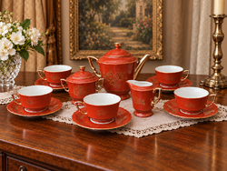 ANTIQUE ZSOLNAY MANÓFÜLES TEA SET