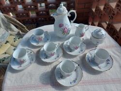 Hollóházi porcelán Hajnalka mintás (Pannónia kollekció) 6 személyes elegáns kávés szett