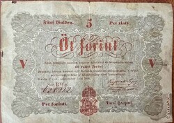 Ritka 1848-as Kossuth-5 forintos bankjegy