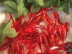 PAPRIKA + LEVÉL - FÉNYÜZÉRRE - SOK - KEMÉNY ÜVEGHATÁSÚ FÉNYES - 3,5 x 1 cm - 5,5 cm - NÉMET