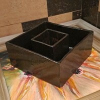 Art Deco stílusú geometrikus kerámia tál –  mázas ,jelzett.