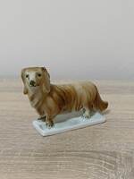 Hosszúszőrű kutya porcelán figura – Zsolnay Porcelángyár