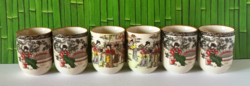 6 DB VINTAGE,KÍNAI GÉSÁK A KERTBEN JELENETES PORCELÁN TEÁS CSÉSZE KÉSZLET