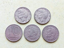 Lengyelország 5 db Különböző Érme 10 Zlotyi Zloty 1975-1986