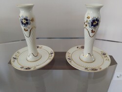 Zsolnay Cornflower Pattern Candle Holder Pair