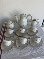 Zsolnay porcelàn barokk,apró virágos aranytollazott komplett kávés készlet.