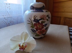 Ázsiai / Imari stílusú fedeles porcelán edény (Gyömbéres edény-ginger jar)