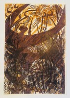 Diskay Lenke (1924-1980): Repülés I. – Színes szitanyomat, 1976 (Jelzett)