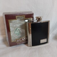 Original Hewlett-Packard (HP) leather-coated stainless steel flat bottle (flat flask) 5 Oz, gift box