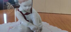 Párban Aquincum Budapest porcelán gyermekfigurák – fiú és kislány pár