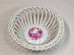 Herendi fonott kosár porcelán kínáló indiai kosár mintával fesve hibátlan állapot 13 cm átmérőjű