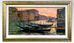 Hadházy Molnár Attila Velencei alkony 60x30 cm + keret