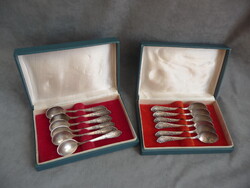 2x 6-piece set of old Soviet silver-plated coffee spoons, ornate teaspoons in box, 12 pcs