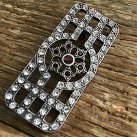 Art Deco Style Silver Pendant Brooch with Sparkling Stones