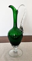 Mid-Century Modern olasz smaragdzöld üveg díszkancsó (37 cm) – Kézi fúvású, "Art Glass"