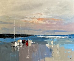“Balatoni nyugalom” Large-sized contemporary sailing painting on canvas