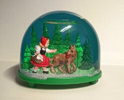Retro hógömb Piroska és a farkas