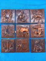 9 pcs!! Rácz Edit artist's copper bronze alloy zodiac horoscope signs
