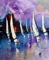 “Regatta”/ nagyméretű kortárs vitorlás festmény