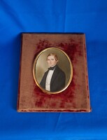 Albert Theer Biedermeier miniatűr nemesi portré! 1846!