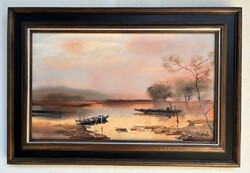 Csikós András (1947 - 2006) Ártér 30x50 cm + keret