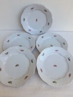 Zsolnay 24 cm lapostányér, barokk forma, hullámos perem apro mezei viragos