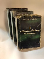 SZERB ANTAL : A VILÁGIRODALOM TÖRTÉNETE I-III. RÉVAI 1945-PAPIRBORITÓS -ÉRDEKES KÖTÉSVÁLTOZAT!