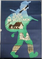 Original 1977 TÁJAK KOROK Múzeum Posters. Graphic: Wanda Szyksznian