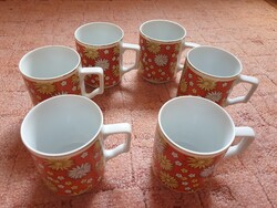 6 db-os porcelán retro teás bögre szett
