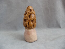 Old ceramic figurine glazed ceramic mushroom figure Morchellaceae hood mushroom ceramic rarity
