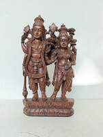 Antik hindu ázsiai szobor Rama és Sita faragott fa ramajana eposz Bali Indonézia 232 7436