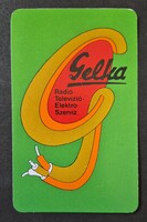 GELKA rádió-televízió-elektró szervíz kártyanaptár 1973