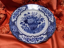 Holland Delft kék virágmintás  nagy méretű  dísztányér