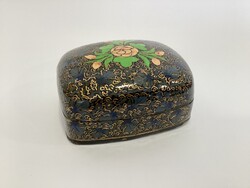 Traditional Hand-Painted and Lacquered Indian Kashmiri Papier-mâché Jewelry/ Treasure Box