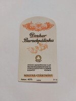 Dreher Apricot pálinka drink label 0.1 l DREHER HAGGENMACHER ELSŐ MAGYAR RÉSZVÉNYSERFŐZDE R.T.