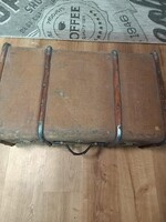 Peaceful Vintage Metal-Laced and Studded Suitcase (or Travel Chest) from the 20th Century