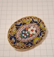 Muranói mikromozaik üveg-réz bross