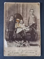 Antik kabinetfotó - testvérek - (kb. 1890–1910) Hegedűs V. Szentes