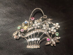 Régi art deco aranyozott ezüst bross