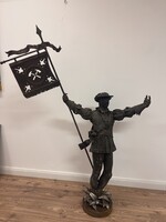 Antik kültéri francia figyelemfelkeltő bronz-réz szobor