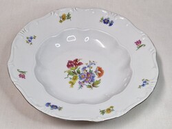Zsolnay pajzspecsétes virágcsokor mintás porcelán mély tányér hibátlan állapotban 24 cm átmérőjű