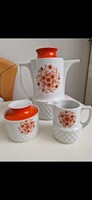 Mid-Century modern, retró stílusú hibátlan Schirnding Bavaria hippi flower-power kávés/teás szett