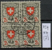 Svájc 1924 Címer 2 Fr négyestömb (Michel 197) - Pecsételt