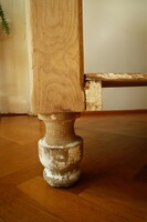 Antik szecessziós rusztikus shabby fa asztal konyhaasztal étkezőasztal munkaasztal réz fogantyú