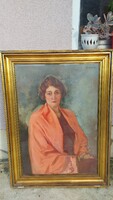Festmény Ferenczy Károly szignóval nagyméretű üvegezett