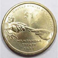 USA,1 dollar 2011 P - Amerikai őslakosok - Wampanoag-szerződés aUNC+ ötvözet
